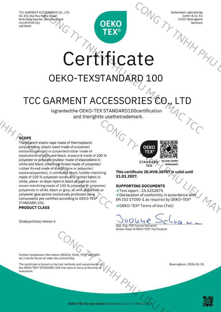 Chứng nhận OEKO-TEX của TCC